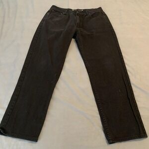 Akademiks Jeans Mens 36x34 Black Straight Leg Dark Wash‎ Denim Pants A53JN02